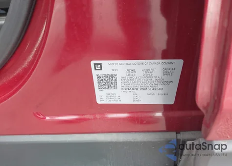 2021 Chevrolet Equinox Premier из США, поврежденный, VIN 2GNAXNEV9M6143549